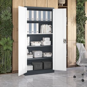 Fém iratszekrény JAN H, 900 x 1950 x 400 mm, antracit-fehér