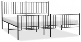 fekete fém ágykeret fej- és lábtámlával 200 x 200 cm