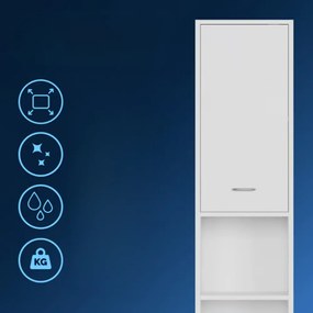 SILKE magas fürdőszobai szekrény, 180×30×30cm, fehér Casaria