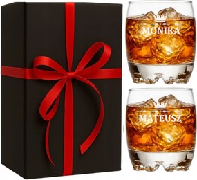 2 db-os whiskys pohár szett gravírozással Felirat Ajándék Pároknak Születésnap