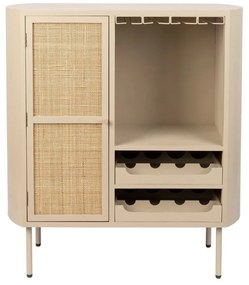 Krémszínű rattan bortartó szekrény, palackok száma 8, 90x100 cm Amaya – White Label