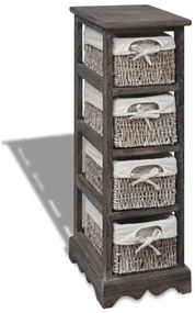 vidaXL barna fa tárolóállvány 4 szőtt kosárral