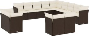 vidaXL 13 részes barna polyrattan kerti ülőgarnitúra párnákkal