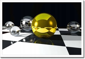 Poszterek keretben 60x40 Sárga gömb a sakktáblán