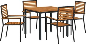 vidaXL Kert étkező szett 5 pcs Fekete és Barna polirattan