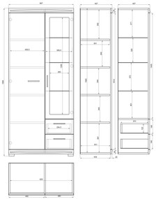 SIMPLE KWD2SZ2 magas komód Millenium Beton/Fehér Fényes - VITRINES SZEKRÉNY NAPPALIBA KÖNYVESPOLC KOMÓD