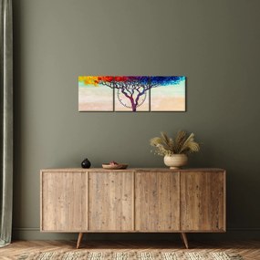 Egy festett fa képe (órával) (90x30 cm)