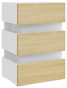 fehér szerelt fa LED-es éjjeliszekrény 45 x 35 x 67 cm