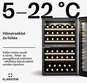 Klarstein Vinsider 57 Duo borhűtő, 2 hűtési zóna, 57 palack, beépíthető készülék