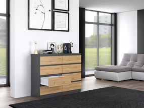 M8 120 fiókos szekrény, antracit-tölgy