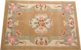 Aubusson típusú gyapjúszőnyeg 60x90 cm bézs