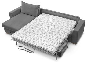 Szürke kordbársony kinyitható sarokkanapé (variálható) Augustin – Bobochic Paris