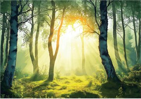 Fotótapéta Erdő 3D Fák Természet Nap Falra Hálószoba Nappali 300x210