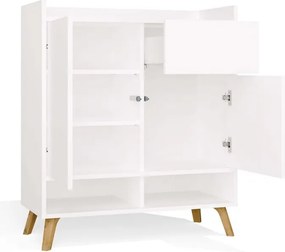 Aldabra Colin komód, 2 ajtó + 1 fiók, lábakon, fehér