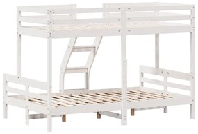 fehér tömör fenyőfa emeletes ágy 80 x 200/120 x 200 cm