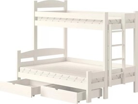 Lovic jobb oldali emeletes ágy fiókokkal - fehér, 80x200/140x200