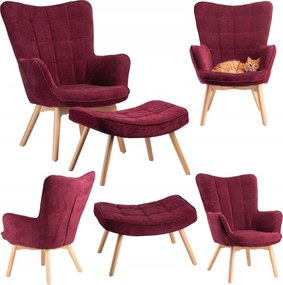 Skandináv Ülőgarnitúra Lábtartóval, Lila