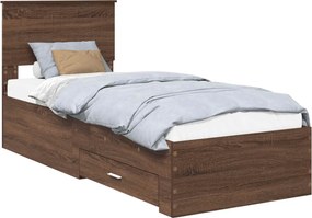 vidaXL Ágykeret fejtámlával Barna tölgy és ezüst 75 x 190 cm Faanyag