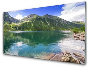 Fali üvegkép Mountain Lake Landscape 120x60cm 2 fogas