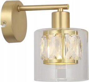 Elmo E14 üvegbúrába zárt vastag kristályos sárgaréz fali lámpa