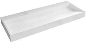 CERANO - Öntött márvány mosogató Vita - falra és munkalapra - 2 csap lyuk - matt fehér - 120x46 cm, CER-CER-8050BD6941