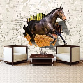 Fotótapéta - A ló kiugrott a falból - 3D (152,5x104 cm)
