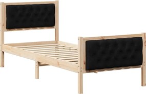 vidaXL Ágykeret fejtámlával Fekete 75 x 190 cm Tömör fenyőfa