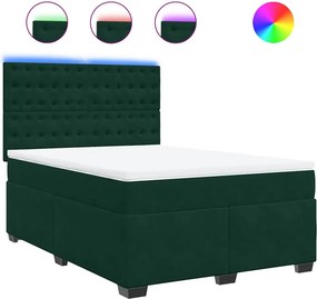 vidaXL sötétzöld bársony rugós ágy matraccal 160x200 cm