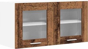 vidaXL Függő szekrény ajtóval Régi fa és fehér 80 x 31 x 40 cm Faanyag
