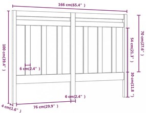 fekete tömör fenyőfa ágyfejtámla 166 x 4 x 100 cm