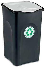 STEFANPLAST Szelektív hulladékgyűjtő ECOGREEN 50 L, fekete/fehér fedéllel, szelektív hulladékgyűjtéshez