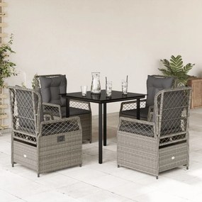 5részes világosszürke polyrattan kerti étkezőgarnitúra párnával