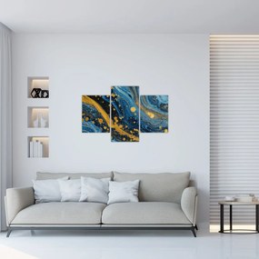 Kép - Kék absztrakció arannyal (90x60 cm)