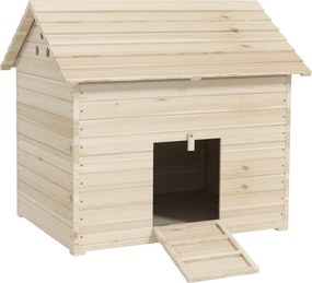 PawHut Kacsa Ház Felnyitható Tetővel, Baromfi Ház Emelt Alappal és Rámpával az Első Ajtónál, Kacsa Kóco Különálló Fenyőből, 100 x 82.5 x 91 cm | Aosom