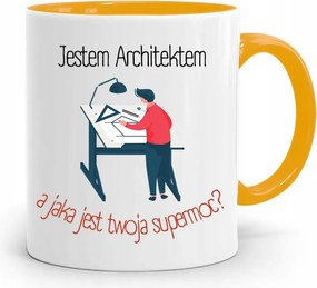 Bögre Sárga Építész Vagyok Ajándék fényképes nyomtatással