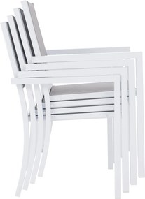 Kerti rakásolható szék, fehér acél/világosszürke, DORIO