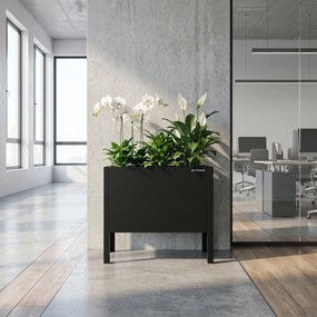 Nagy, fekete fém virágcserép-burkolat: DAISY 500 x 400 x 300 mm