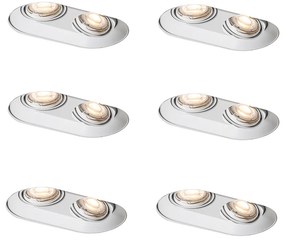 6 darabos lekerekített fehér beépíthető spotlámpa szett GU10 50mm dupla fényforrású - Hubs