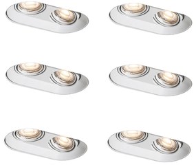 6 darabos, lekerekített, süllyesztett spotlámpa készlet fehér GU10 50mm 2-lámpás - Hubs
