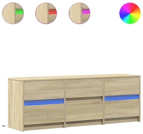 sonoma tölgy színű szerelt fa LED-es TV-szekrény 140x34x50 cm