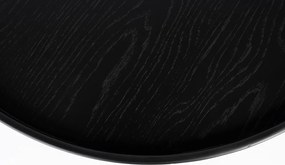 Fekete kerek dohányzóasztal tölgyfa dekoros asztallappal ø 70 cm Yuri L – White Label