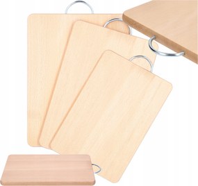 Mwood 3 darabos fa vágódeszka készlet fém fogantyúval, különböző méretekben