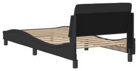 fekete szövet ágykeret fejtámlával matrac nélkül 90x190 cm