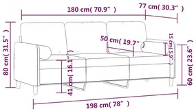 3 személyes sárga bársony kanapé díszpárnákkal 180 cm