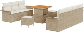 vidaXL Kerti Kanapé Szett párnával tárolóval 10 pcs Beige és krém