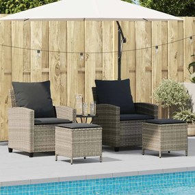 4 részes világosszürke polyrattan kerti ülőgarnitúra párnákkal