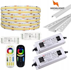 20m Homlokzati szett Led szalag Cob Cct 16W 24V IP65 profil GK6-3 Ezüst