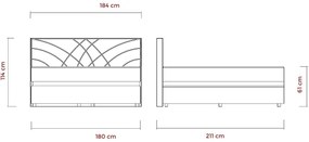 GINA kárpitozott ágy matracokkal és tárolórekesszel, 180x200 cm, bézs