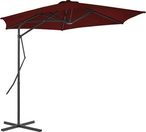 vidaXL bordóvörös kültéri napernyő acélrúddal 300 x 230 cm