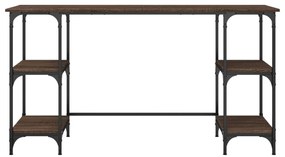 barna tölgyszínű fém és szerelt fa íróasztal 140 x 50 x 75 cm